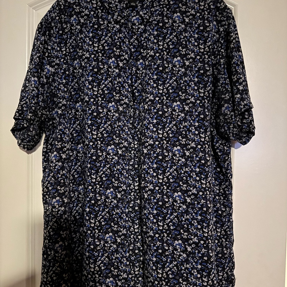 INC International Concepts Black and Blue Patterned Shirt